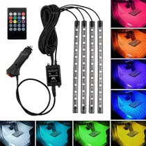 X4 Tiras Luz Led Piso Interior Auto + Control Rítmica 12led