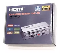 Splitter Hdmi 2.0 De 1x2 Netcom Aluminio Ultra Full Hd 3d 4k
