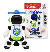 Brinquedo Robô Dançarino Luz Som Gira 360º