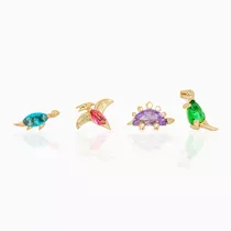 Mini Aros Dinosaurios Pack 4 Unidades Baño De Oro 18k