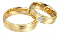 Par Aros Alianzas Matrimonio  Oro 18k Cristales Joyeria Gold