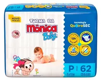Fraldas Descartáveis Baby Com 62 Unidades Tamanho P Turma Da Mônica