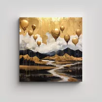 70x70cm Cuadro Paisaje Vuelo Amarillo Blanco Moderno Flores