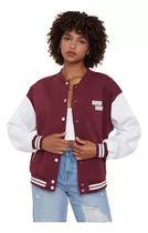 Bomber Polerón Mujer College Oversize Burdeo Corona