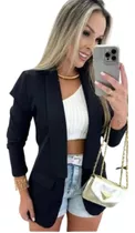 Blazer Alongado Feminino Alfaiataria Sem Botão