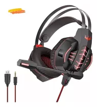 Fone De Ouvido Headset Gamer P3 Usb Pc Ps4 Com Fio Vermelho