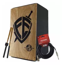 Cajon Elétrico Fé Escudo Percussionline + Cabo+ Vassourinhas