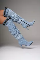 Botas Caña Alta Taco Alto Mujer Jeans Bucaneras Moda Freya