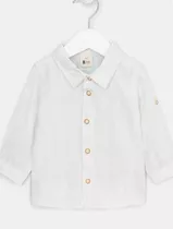 Camisa Blanca De Lino Bebé 9 A 12 Meses