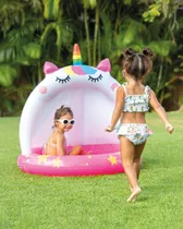 Piscina Inflable Infantil Con Forma De Unicornio Con Cubierta, 45 L, Color Rosa Intex