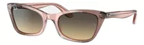 Anteojos De Sol Ray-ban Lady Burbank Small Con Marco De Acetato Color Polished Transparent Pink, Lente Brown/blue Degradada, Varilla Pink De Acetato - Rb2299