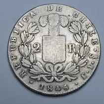 2 Reales 1845 Chile - Moneda De Plata