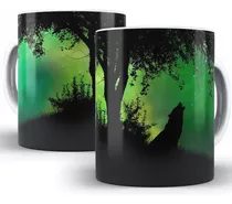 Caneca Lobo Animal Paisagem Selvagem Porcelana 04