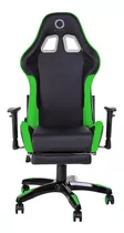 Silla De Escritorio Nibio Destroyer Gamer Ergonómica  Negra Y Verde Con Tapizado De Cuero Sintético