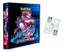 Álbum Pasta Fichário Pokemon + 10 Folhas Estilos De Batalha