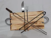 Kit Parrillero Accesorios De Asado.cuchillo Tenedor Chor Etc