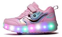 Patines Led Rosa Recargables De Dos Ruedas Para Chicas