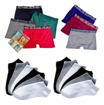 Kit 10 Cueca Infantil E 12 Pares De Meia Infantil