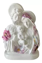 Sagrada Família Flores Lilás 20 Cm Gesso Branca Católico