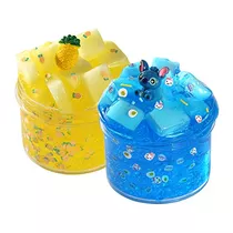 2 Paquetes Jelly Cube Crunchy Slime Kit, No Pegajoso, Juguet