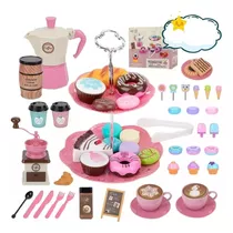 Juguete De Cocina Juego De Té Para Niños Café Pastel 55pcs