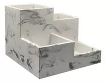 Organizador Baño Cerámica 16x16 Cm Ideal P/maquillaje Escal. Color Marble