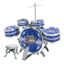 Bateria Instrumento Musical Infantil Rock Party Completa Cor Azul