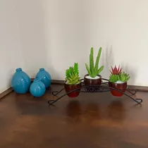 Suporte 3  Vasos Suculentas E Cactos Decoração Casa Sala