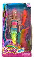 Muñeca Sirena Con Luz Y Sonido Articulada + Delfin