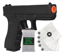 Pistola Airsoft 6mm Spring Glock Full Metal Black 18cm