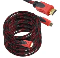 Cable Hdmi Uso Rudo Full Hd Pantalla Laptop Pc Xbox Ps4 10m Color Negro/rojo