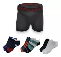 Combo Pack X 6 Boxers + 6 Pares De Medias Soquetes Algodon