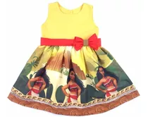 Vestido Moana Jovem Laço Festa Infantil Temático