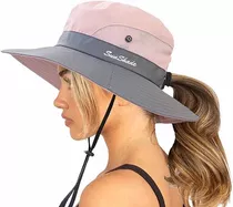 Sombrero Con Protección Uv, De Ala Ancha, Plegable