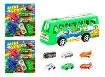 Kit 4 Cartelas De Brinquedos Carrinho Ônibus Avião A Fricção