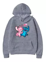 Blusa Moletom Lilo Stitch Casal Angel Com Bolsos E Capuz