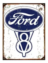 Cartel De Chapa Publicidad Antigua Logo Ford A009 30x40cm