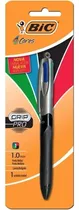 Caneta Bic 4 Cores Retratil Emborrachada Grip Pro 1.0 4 Em 1 Cor Do Exterior Preto/cinza