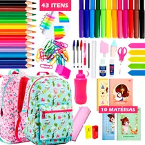 Kit Material Escolar Ensino Fundamental Menina Completo 