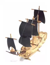 Navio Pirata. Quebra Cabeça 3d. Miniatura Em Mdf.