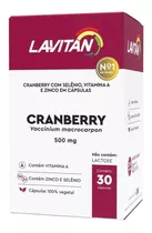 Suplemento Alimentar Lavitan Cranberry 500mg 30 Cápsulas Sabor Sem Sabor