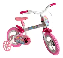 Bicicleta Infantil Bike Criança Aro 12 Rodinha Branco E Rosa