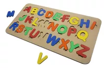 Brinquedo Encaixe Alfabeto Educativo Pedagógico Madeira Mdf