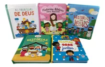 Combo 5 Livros Infantil Sagrados Cristã Evangélicos Bíblicos Devocional Ilustrados Folhas Reforçadas Para Bebê Meninas.