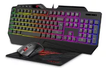 Combo Gamer Havit Kb889cm Teclado Mousepad Mouse Preto