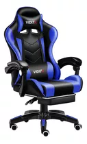 Silla Gamer Vidita Ergonómica  Negra Y Azul Con Tapizado De Poliuretano