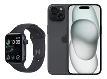 iPhone 15 Preto E Apple Watch Se 2a Geração Preto 44mm