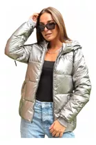 Campera Metalizada Plateada Importada Hermosa, Talle M