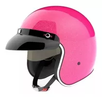 Casco Hawk 721 Abierto Vintage Cafe Racer Rosa Glitter M Om