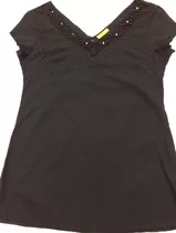 Camisola Negra Bordada Importada (talle S) Nueva